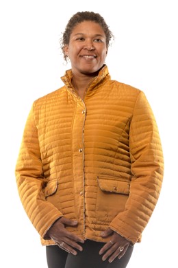 Curry quiltet jakke med lynlås og knapper 